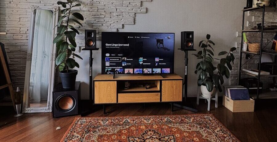 A living room filled with furniture and a flat screen TV